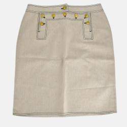 Pre Owned Chanel Beige Cotton Skirt Size 44