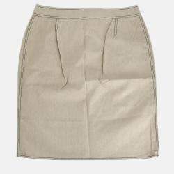 Pre Owned Chanel Beige Cotton Skirt Size 44