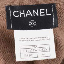Pre Owned Chanel Ensemble Cardigan Brown Knit Top Size 42