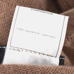 Pre Owned Chanel Ensemble Cardigan Brown Knit Top Size 42