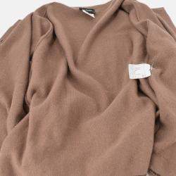 Pre Owned Chanel Ensemble Cardigan Brown Knit Top Size 42