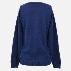 Pre Owned Chanel Sweater Navy Knit Top Size 34