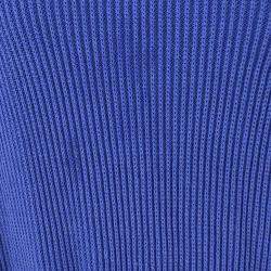 مملوكة مسبقًا قميص شانيل بأكمام قصيرة وياقة دائرية أزرق تريكو مقاس 40