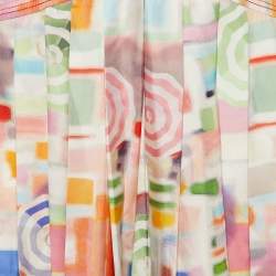 Pre Owned Chanel Multicolor Printed Silk Pleated Knee Length Skirt S