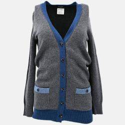 Pre Owned Chanel Cardigan Gray Size 34