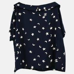 Pre Owned Chanel Navy Short Sleeve Shirt Blouse Top XXL