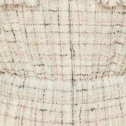 Pre Owned Chanel Pale Pink Tweed Zip Up Mini Dress M