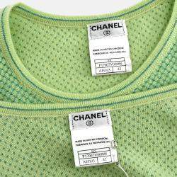Pre Owned Chanel Ensemble Cardigan Short Sleeve Top Green #42