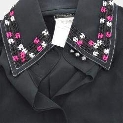 Pre Owned Chanel  Race Front Opening Long Sleeve Top Shirt Black