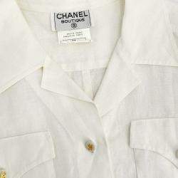 Pre Owned Chanel Short Sleeve Shirt White 
