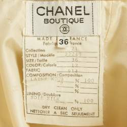 Pre Owned Chanel Boutique Cream Wool Button Detail Pencil Skirt S