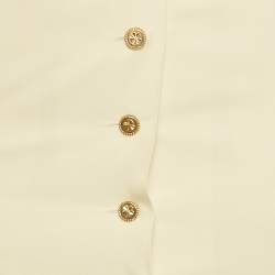 Pre Owned Chanel Boutique Cream Wool Button Detail Pencil Skirt S