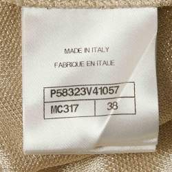 Pre Owned Chanel Beige Lurex Knit Button Detail Mini Dress M