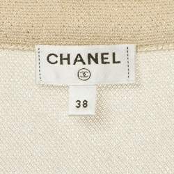 Pre Owned Chanel Beige Lurex Knit Button Detail Mini Dress M