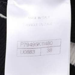 Pre Owned بلوزة شانيل ريب محبوك أسود/أبيض مقاس متوسط (ميديوم)