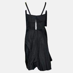Pre Owned Chanel 06P Pleated Black Silk Short Dress