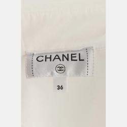 مملوكة مسبقًا قميص شانيل قطن أبيض بأزرار شعار مقاس صغير