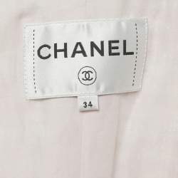 Pre Owned Chanel Pink/Green Tweed Double Breasted Sleeveless Jacket S