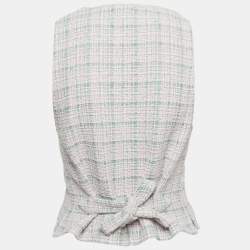 Pre Owned Chanel Pink/Green Tweed Double Breasted Sleeveless Jacket S