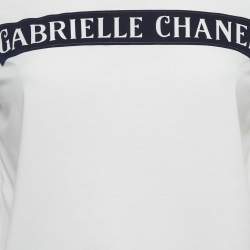 Pre Owned Chanel White Logo Applique Cotton Full Sleeve T-Shirt S