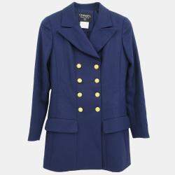 Pre Owned Chanel Double Breasted Jacket Navy Size S