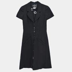 Pre Owned Chanel Black Wool Dress Women Size 34