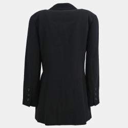 Pre Owned جاكيت شانيل أسود بزرار واحد كبير الحجم