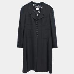 Pre Owned Chanel Black Wool Single Breasted Jacket Women Size 44