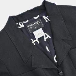 Pre Owned Chanel Black Wool Single Breasted Jacket L