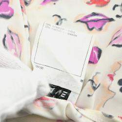 Pre Owned Chanel Lipstick Cropped Ivory Cotton T-Shirt Size 42