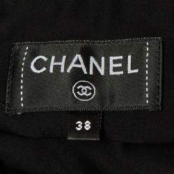 Pre Owned Chanel Black Silk CC Embellished Glove Detail Mini Dress M