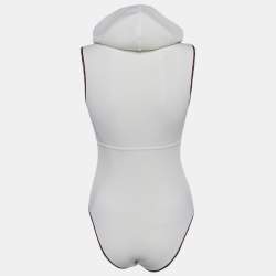 Pre Owned Chanel Cream Jersey Hooded One Piece Swimsuit S  