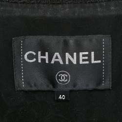 Pre Owned جاكيت شانيل بسحاب تويد أسود مقاس متوسط