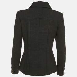 Pre Owned جاكيت شانيل بسحاب تويد أسود مقاس متوسط