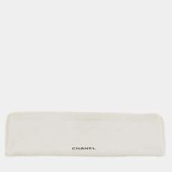 Pre Owned Chanel White/Metallic Lurex Knit Logo Detail Long Sleeve Sweater M