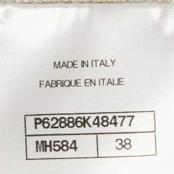 Pre Owned Chanel White/Metallic Lurex Knit Logo Detail Long Sleeve Sweater M