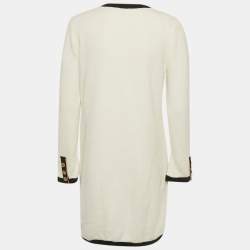 Pre Owned Chanel White Cotton Terry Button Detail Mini Dress M