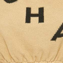 Pre Owned Chanel Brown Logo Jacquard Knit Top and Skirt Set M