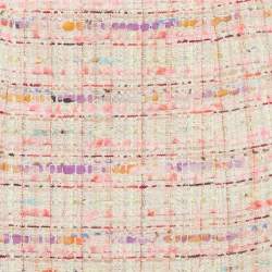 Pre Owned Chanel Pink/Multicolor Tweed Raw Edge Detail Mini Skirt M