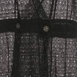 Pre Owned Chanel Black Crochet Double Breasted Short Dress M  