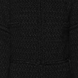Pre Owned Chanel Black Tweed Mid Length Coat L
