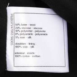 Pre Owned Chanel Black Tweed Mid Length Coat L