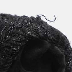 Pre Owned Chanel Black Tweed Mid Length Coat L