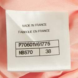 Pre Owned Chanel Pink /Orange Striped Tweed Front Drape Detail Short Skirt M