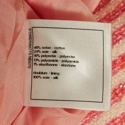 Pre Owned Chanel Pink /Orange Striped Tweed Front Drape Detail Short Skirt M