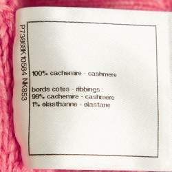 Pre Owned Chanel Pink Cashmere Cable Knit Pocket Front Mini Skirt S 