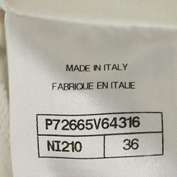 Pre Owned Chanel White Sequin Logo Embellished Velvet Cotton Crop Top S