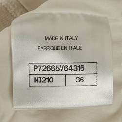 Pre Owned Chanel White Sequin Logo Embellished Velvet Cotton Crop Top S