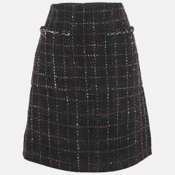 Pre Owned Chanel Black Tweed Mini Skirt S
