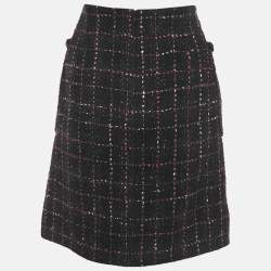 Pre Owned Chanel Black Tweed Mini Skirt S